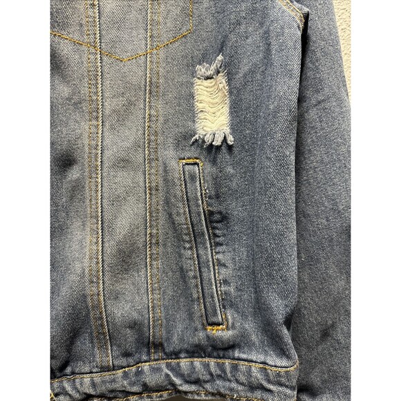 Love Tree Women’s Denim Jacket 2X Distressed Medium Blue Wash - Picture 3 of 11